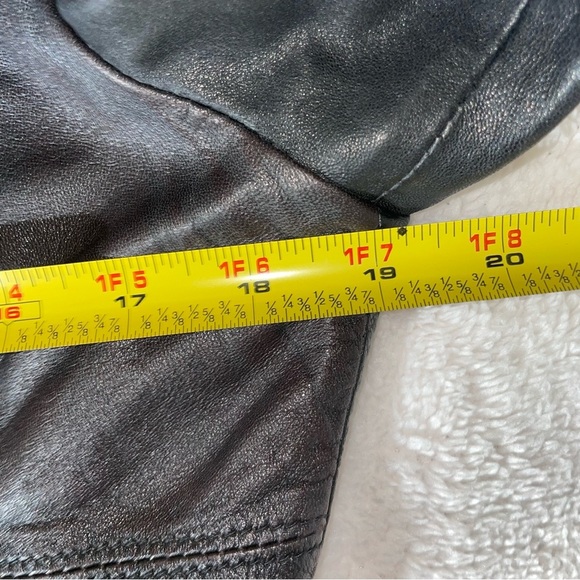 Womens GUESS LOS ANGELES LEATHER ZIP BOMBER JACKET BLACK Size M - Picture 10 of 13